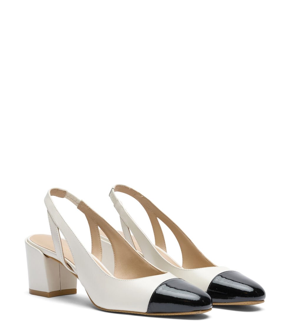 Stuart Weitzman SLEEK 50 SLINGBACK En CREMA/NEGRO De Mujer | Stuart Weitzman®