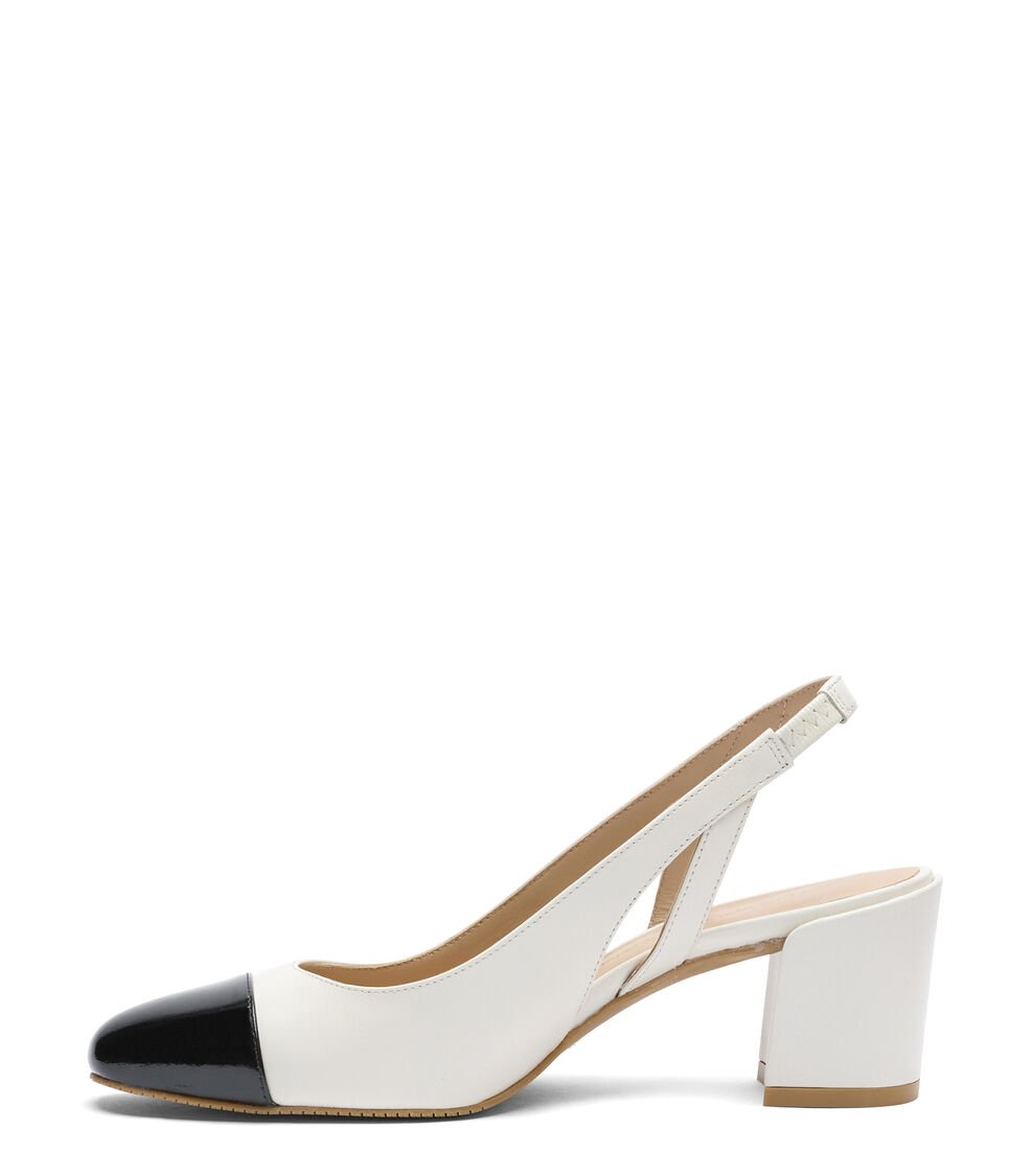 Stuart Weitzman SLEEK 50 SLINGBACK En CREMA/NEGRO De Mujer | Stuart Weitzman®