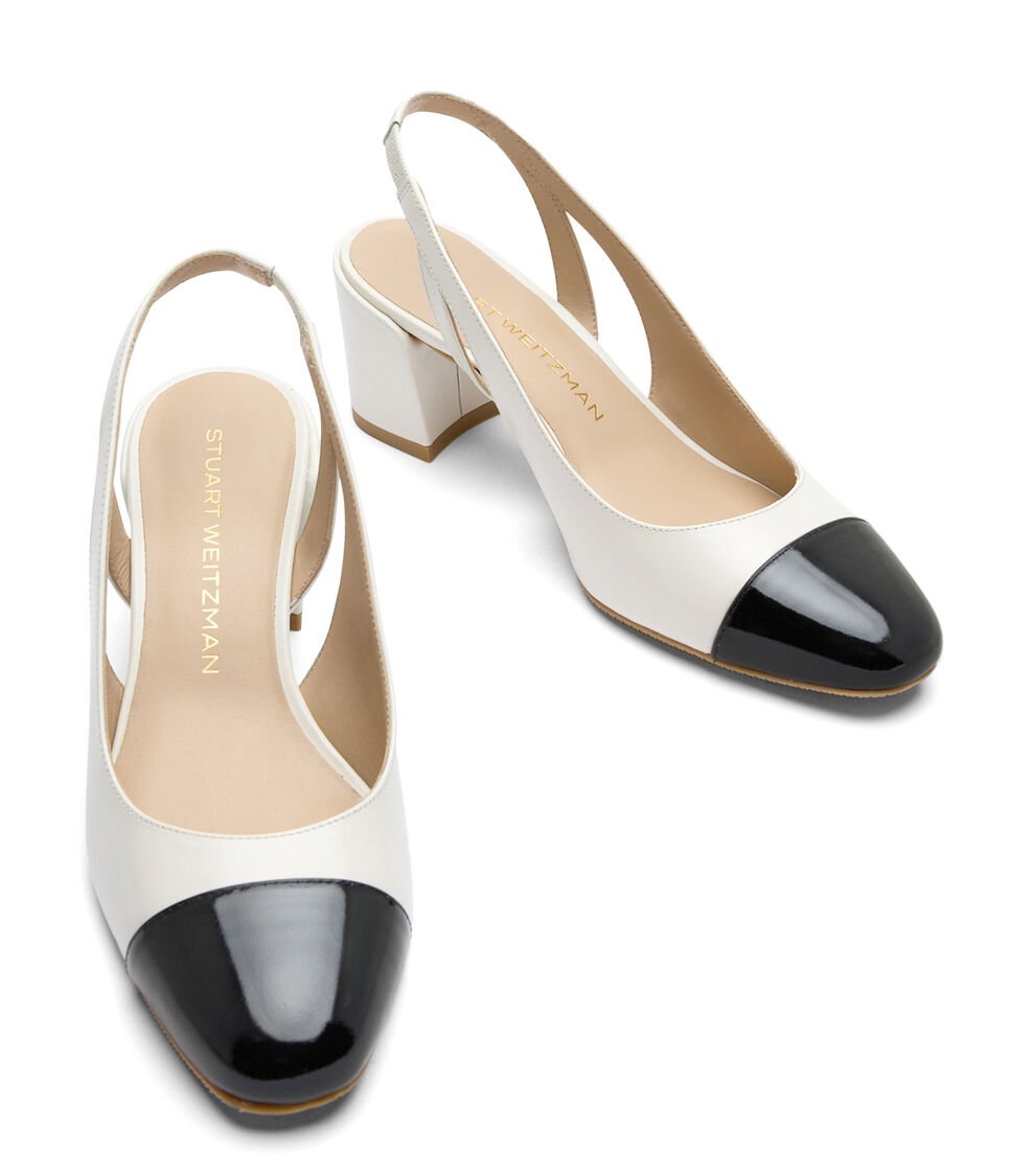 Stuart Weitzman SLEEK 50 SLINGBACK En CREMA/NEGRO De Mujer | Stuart Weitzman®