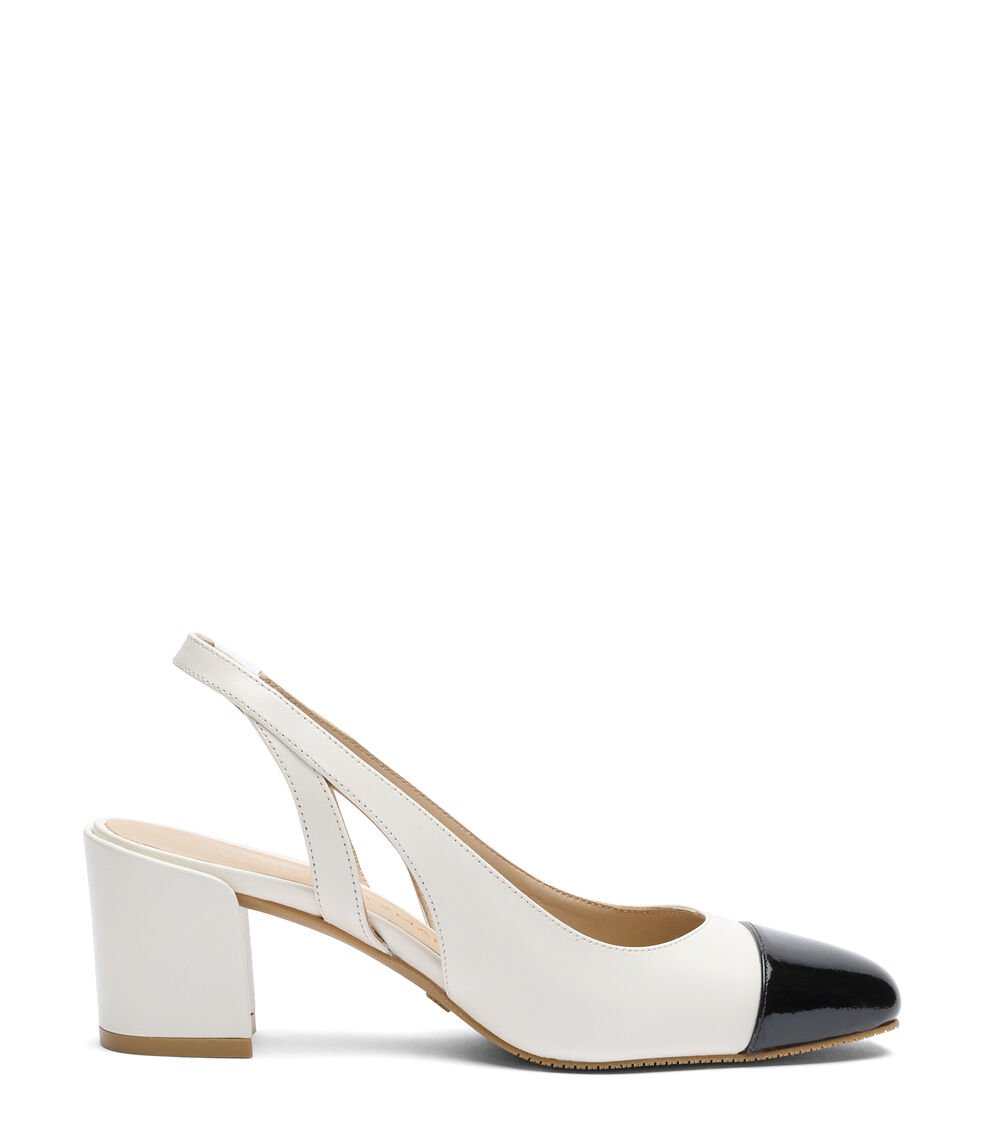 Stuart Weitzman SLEEK 50 SLINGBACK en CREMA/NEGRO de Mujer | Stuart Weitzman®