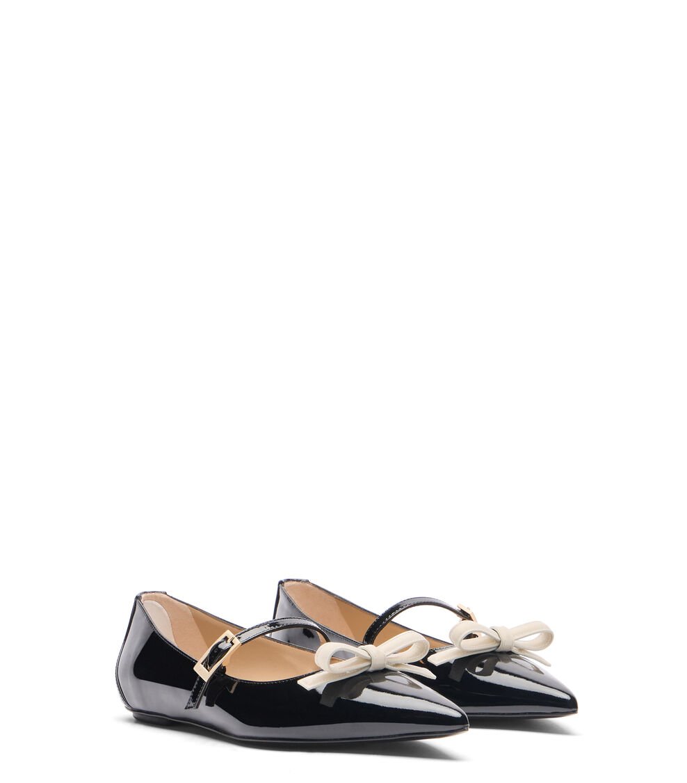 Stuart Weitzman STUART FELICITY MARY JANE FLAT En NEGRO/CREMA De Mujer | Stuart Weitzman®