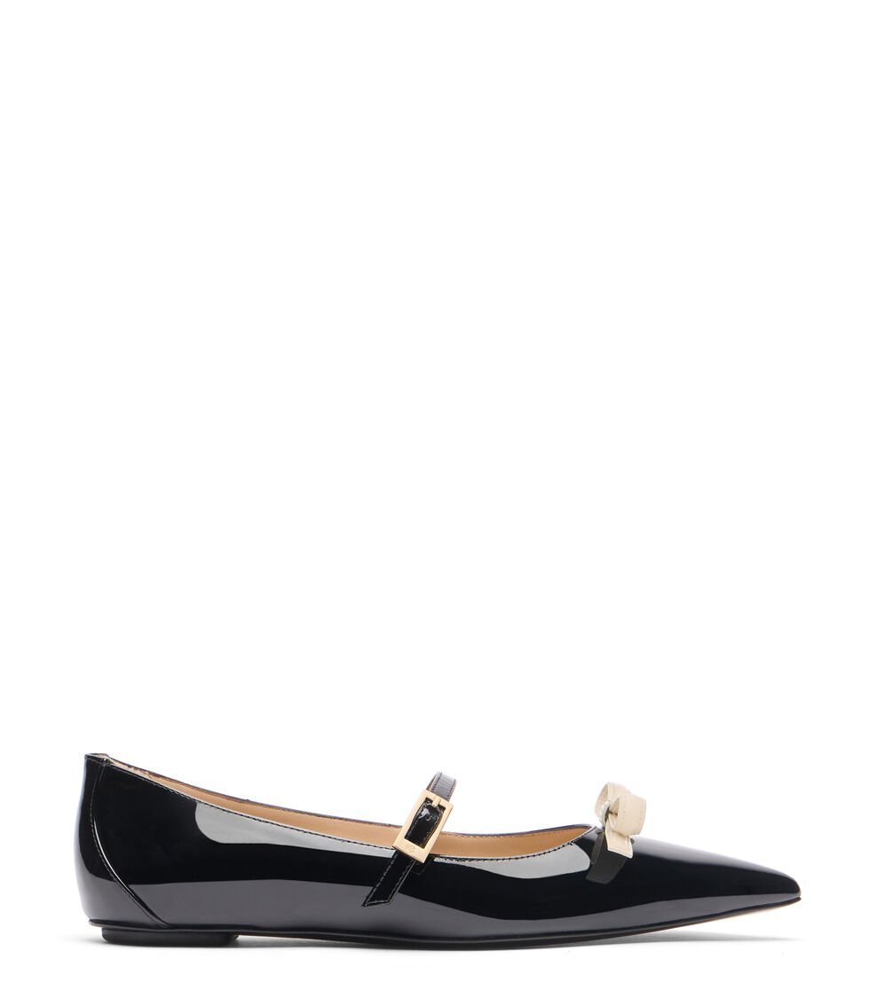 Stuart Weitzman STUART FELICITY MARY JANE FLAT en NEGRO/CREMA de Mujer | Stuart Weitzman®
