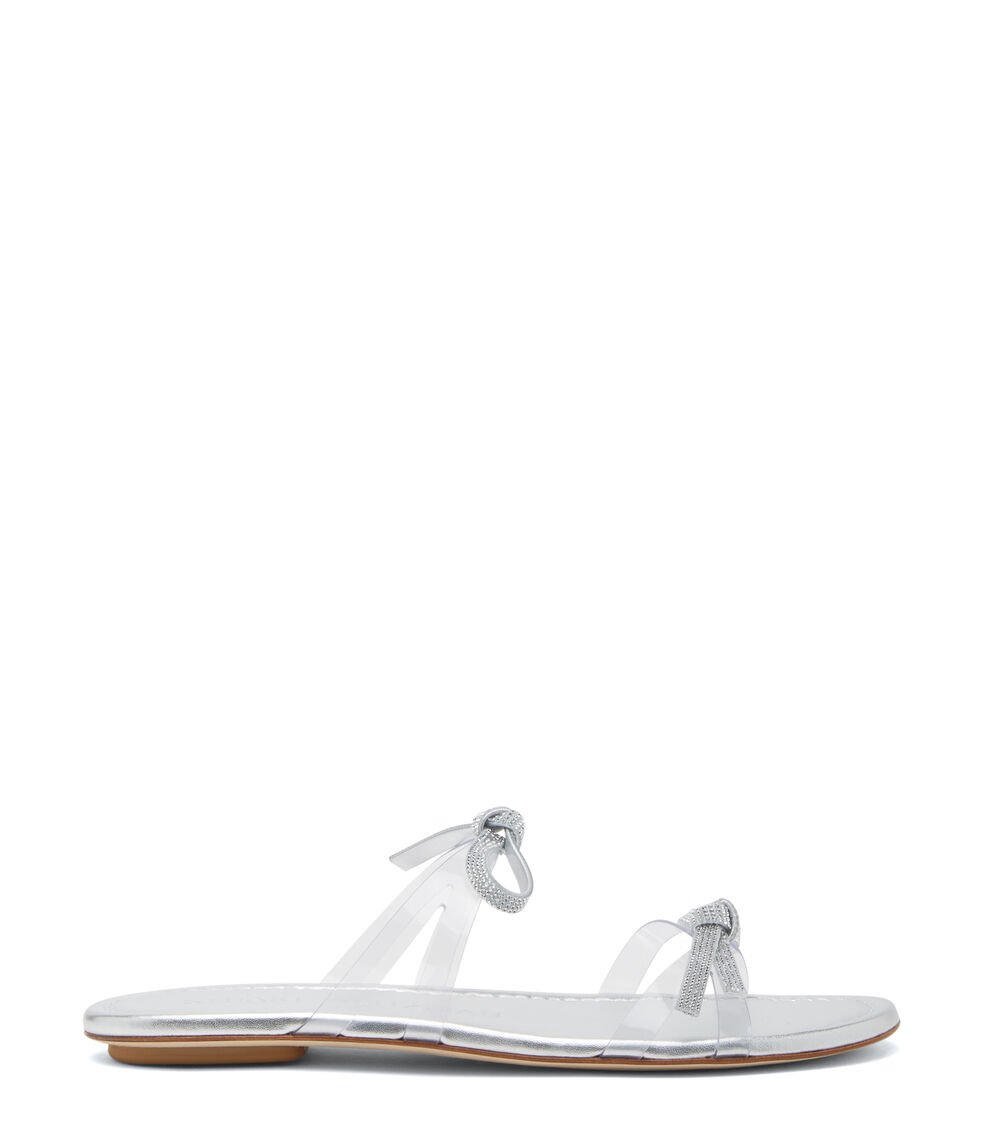 Stuart Weitzman SW BOW SLIDE en PLATEADO de Mujer | Stuart Weitzman®
