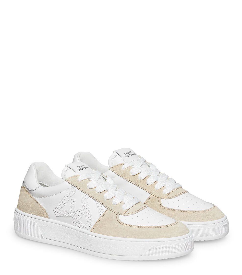Stuart Weitzman SW COURTSIDE MONOGRAM SNEAKER En BLANCO/BEIGECLARO De Mujer | Stuart Weitzman®