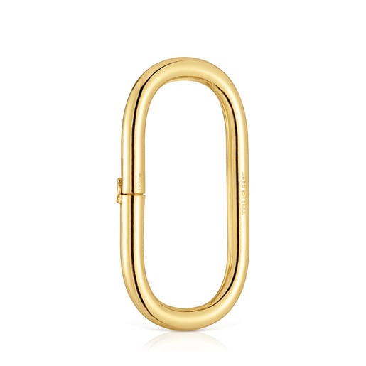 Tous Anilla Extra Grande Con Baño De Oro 18 Kt Sobre Plata Hold Oval