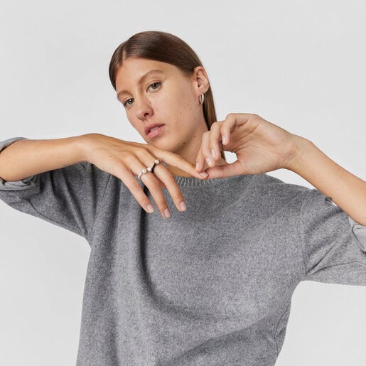 Tous Anillo De Plata Y Perla Cultivada Motivo Oso Icon Mesh