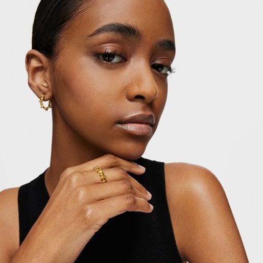 Tous Anillo Mediano Con Baño De Oro 18 Kt Sobre Plata Y Motivos Oso Bold Bear