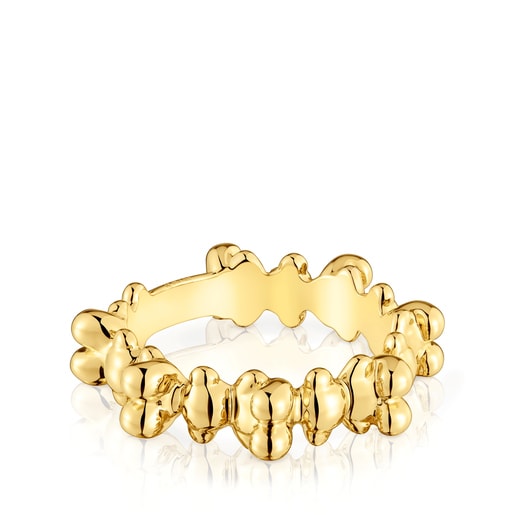 Tous Anillo mediano con baño de oro 18 kt sobre plata y motivos oso Bold Bear