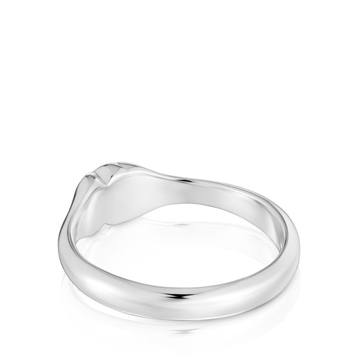 Tous Anillo Pequeño De Plata Y Motivo Oso En ónix Icon Color