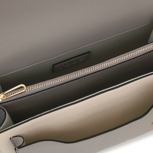 Tous Bandolera Mediana Beige Y Gris Audree Saffiano