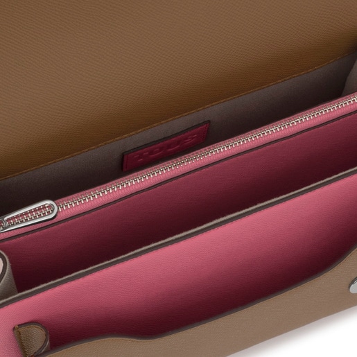 Tous Bandolera Mediana Rosa Y Tierra Audree Saffiano