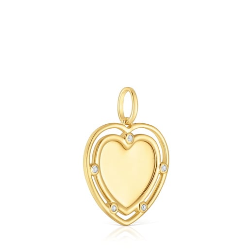 Tous Colgante corazón con baño de oro 18 kt sobre plata y topacios Medallions