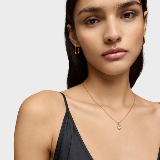 Tous Colgante Pequeño Con Baño De Oro 18 Kt Sobre Plata Y Aguamarina Medallions