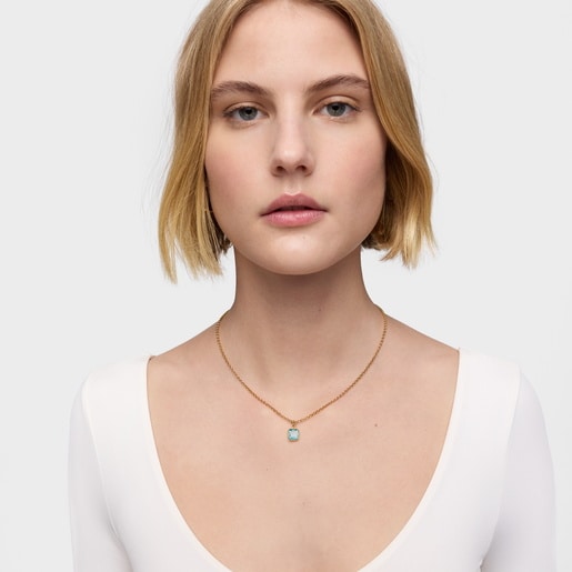 Tous Colgante Pequeño Con Baño De Oro 18 Kt Sobre Plata Y Topacio Medallions