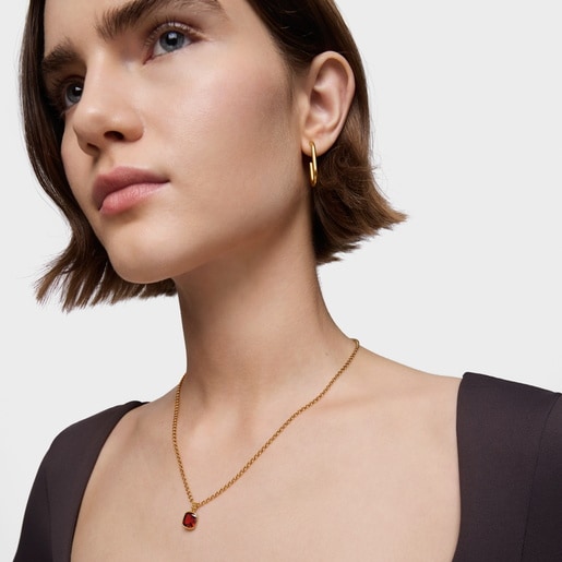 Tous Colgante Pequeño Con Baño De Oro 18 Kt Sobre Plata Y Granate Medallions