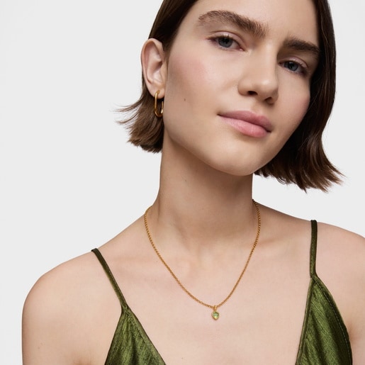 Tous Colgante Pequeño Con Baño De Oro 18 Kt Sobre Plata Y Peridoto Medallions