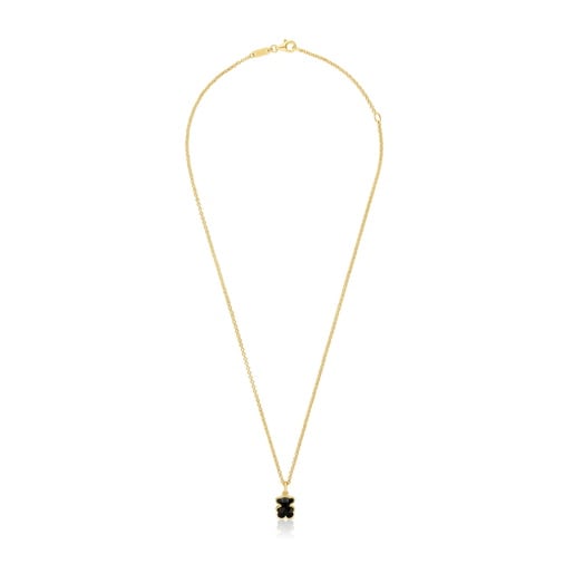 Tous Collar corto con baño de oro 18 kt sobre plata y motivo oso en ónix Icon Color