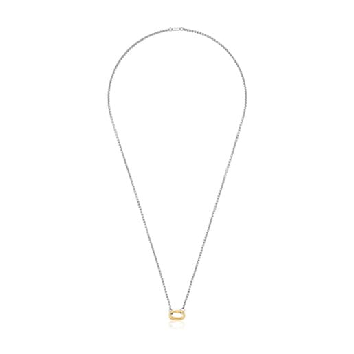 Tous Collar corto de acero y anilla de oro Hold Oval