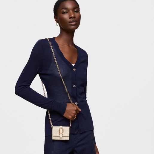 Tous Monedero Tarjetero Colgante Beige TOUS Buckles Silhouette