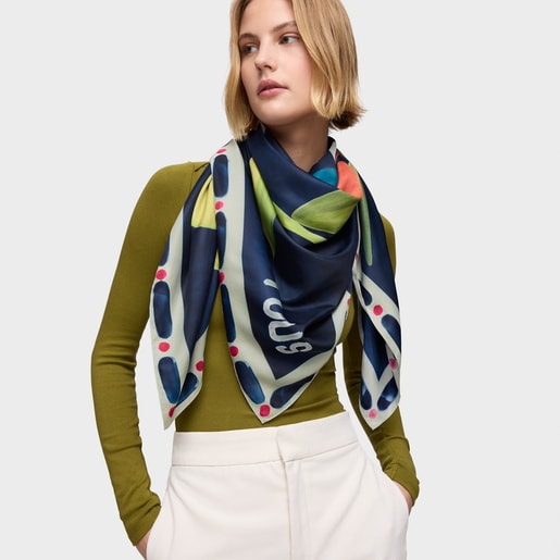 Tous Pañuelo Cuadrado Azul Marino TOUS Summer Daisies