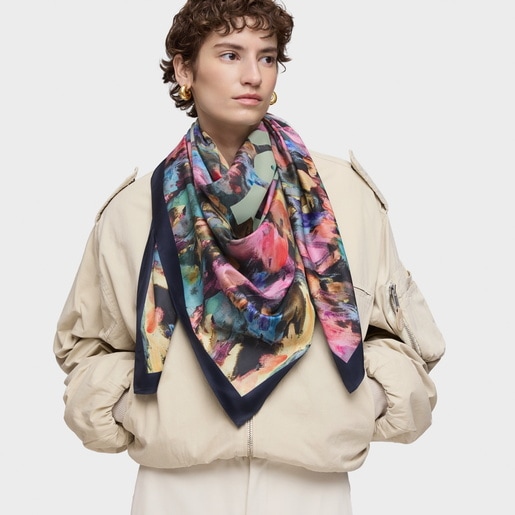 Tous Pañuelo Cuadrado Azul Marino TOUS Summer Watercolor