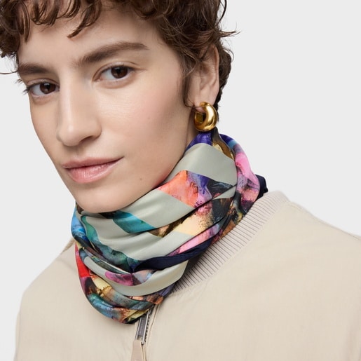 Tous Pañuelo Cuadrado Azul Marino TOUS Summer Watercolor