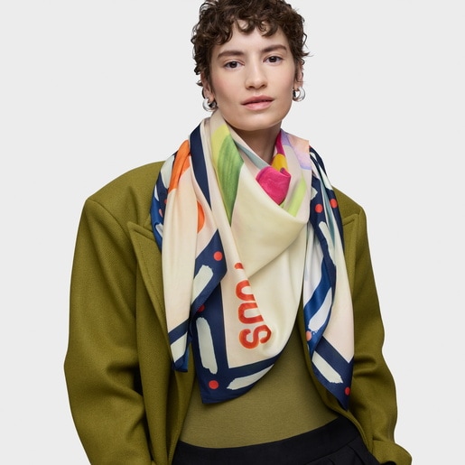 Tous Pañuelo Cuadrado Rosa Claro TOUS Summer Daisies