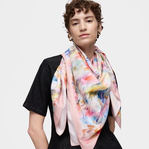 Tous Pañuelo Cuadrado Rosa Oscuro TOUS Summer Watercolor