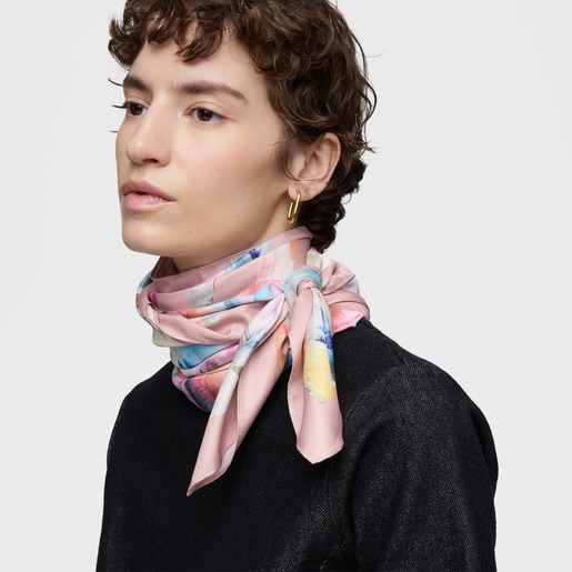 Tous Pañuelo Cuadrado Rosa Oscuro TOUS Summer Watercolor