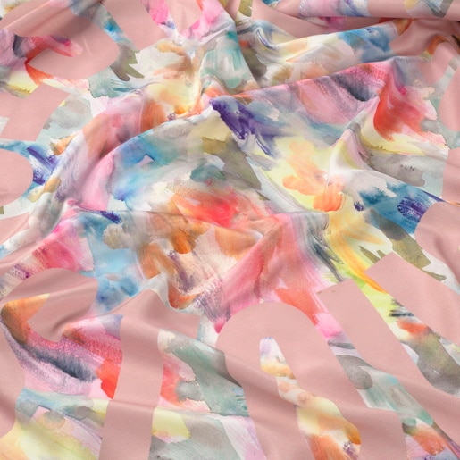Tous Pañuelo cuadrado rosa oscuro TOUS Summer Watercolor