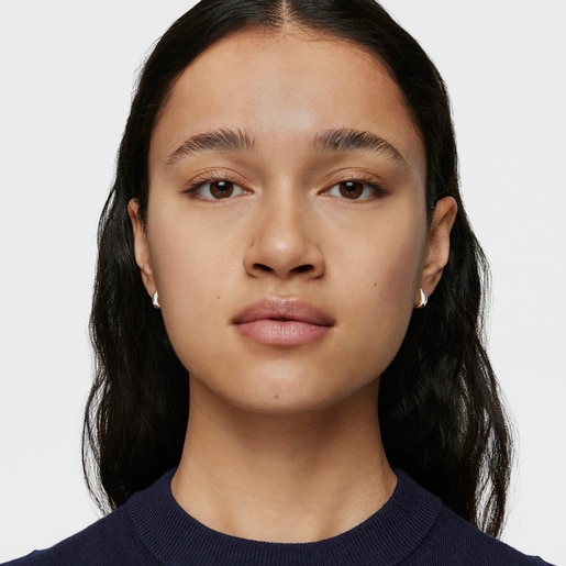 Tous Pendientes Aro Cortos Gruesos De Plata Basicos