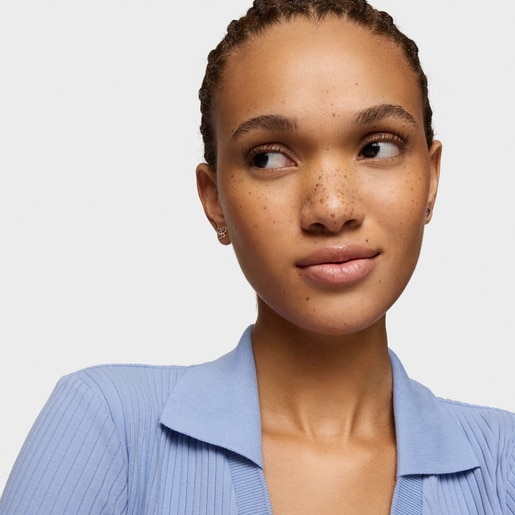 Tous Pendientes Con Baño De Oro De 18 kt Sobre Plata Y Amatista Daisy