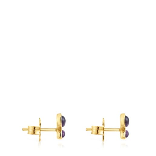 Tous Pendientes con baño de oro de 18 kt sobre plata y amatista Daisy
