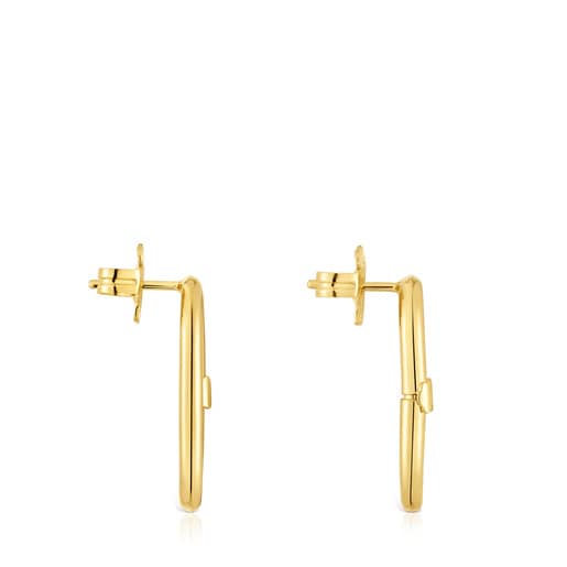 Tous Pendientes cortos con baño de oro 18 kt sobre plata Hold Oval