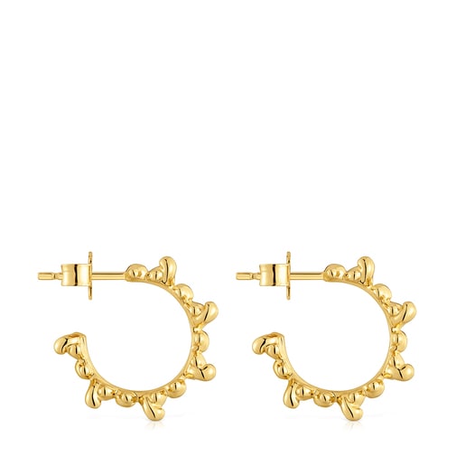 Tous Pendientes de aro con baño de oro 18 kt sobre plata 12 mm Bold Bear