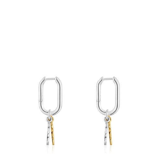 Tous Pendientes de aro pequeños motivo oso bicolor Sweet Dolls