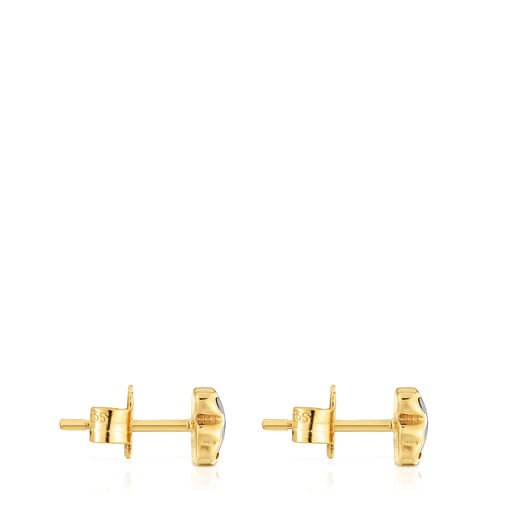 Tous Pendientes oso con baño de oro 18 kt sobre plata y ónix 6 mm Icon Color