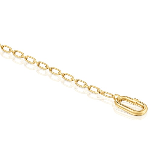 Tous Pulsera Cadena Con Baño De Oro 18 Kt Sobre Plata Y Anilla Hold Oval