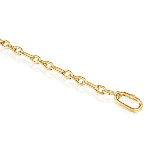 Tous Pulsera Cadena Con Baño De Oro 18 Kt Sobre Plata Y Anilla Hold Oval