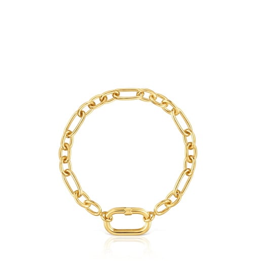 Tous Pulsera cadena con baño de oro 18 kt sobre plata y anilla Hold Oval