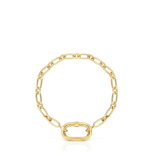 Tous Pulsera cadena con baño de oro 18 kt sobre plata y anilla Hold Oval