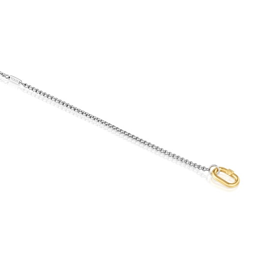 Tous Pulsera Cadena De Acero Y Anilla De Oro Hold Oval