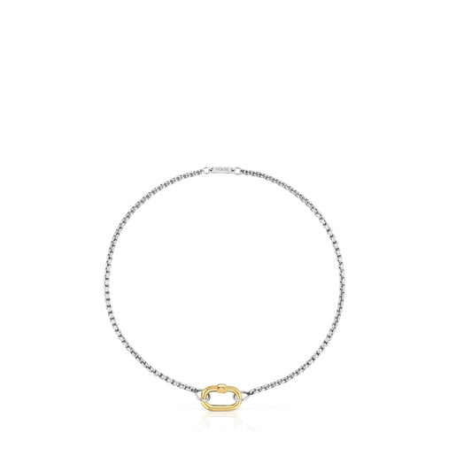 Tous Pulsera cadena de acero y anilla de oro Hold Oval