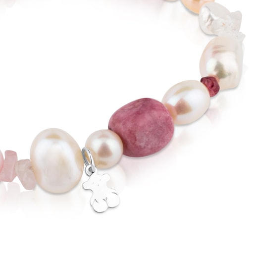 Tous Pulsera de plata con perlas granate rodonita y cuarzo TOUS Pearls