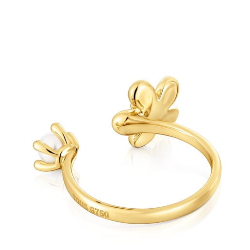 Tous Anillo Abierto De Oro Y Perla Cultivada Daisy