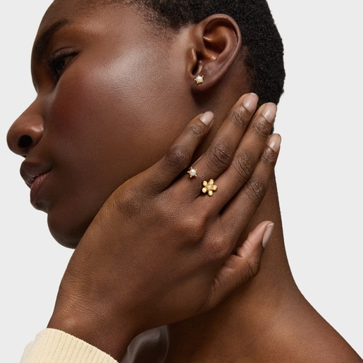 Tous Anillo Abierto De Oro Y Perla Cultivada Daisy