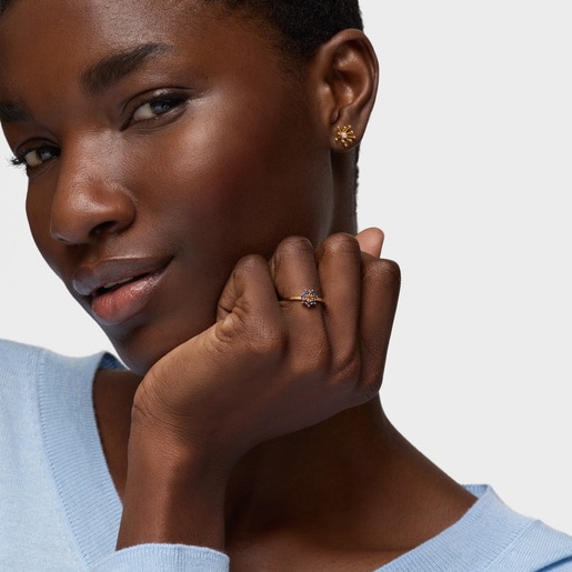 Tous Anillo De Oro Y Gemas Daisy