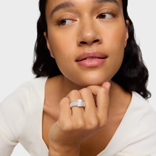 Tous Anillo De Plata Motivo Oso 10 Mm Icon Mesh