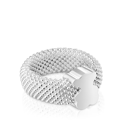 Tous Anillo de plata motivo oso 10 mm Icon Mesh
