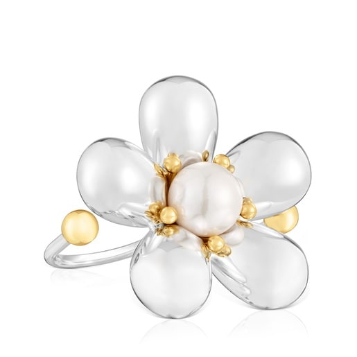 Tous Anillo doble bicolor y perla cultivada Daisy